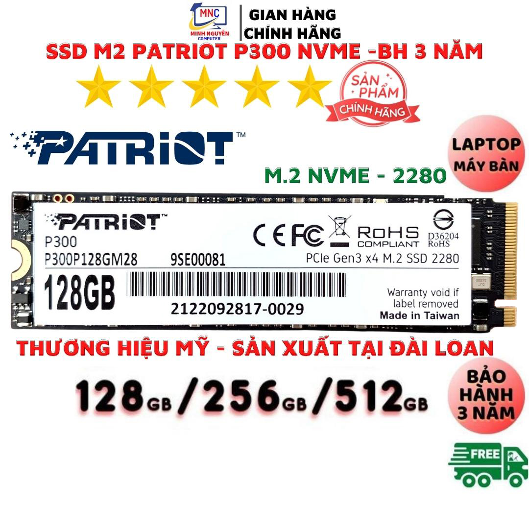 Ổ cứng SSD PATRIOT 256G P300 M.2 2280 NVMe Gen 3x4 - P300P128GM28 - Hàng Chính Hãng