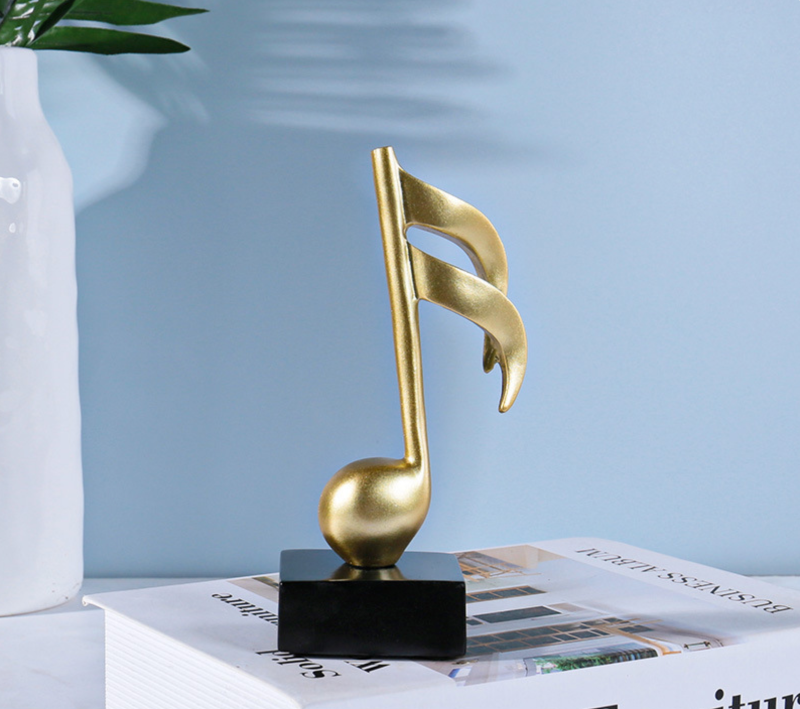 Mô hình 3 nốt nhạc, khoá sol mạ đồng bàn làm việc decor trang trí nhà cửa - Hàng chính hãng