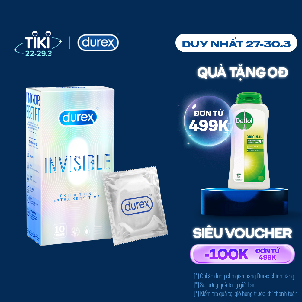 Bao cao su Durex Invisible Extra Thin Extra Sensitive 1 Hộp 10 Bao