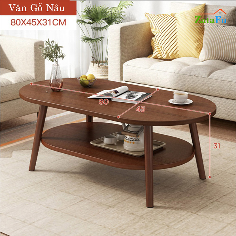 Bàn Trà Sofa Phòng Khách 2 Tầng Chân Gỗ Hiện Đại BSF-07