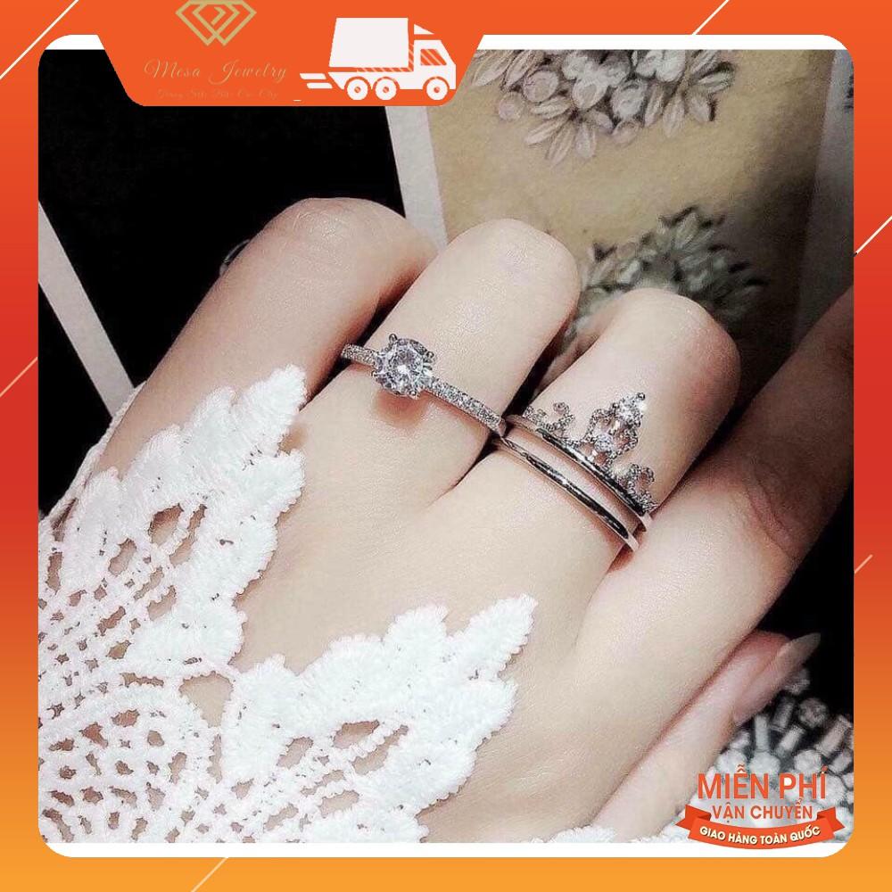 _Nhẫn vương miện 2 in 1 bạc ta cao cấp