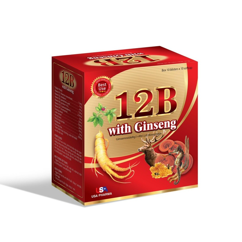Viên Uống Bồi Bổ Sức Khỏe 12B With Ginseng - Giúp Phục Hồi Sức Khỏe - Nâng Cao Trí Lực - Bổ Sung Các Vitamin Nhóm B - Hộp 100 Viên