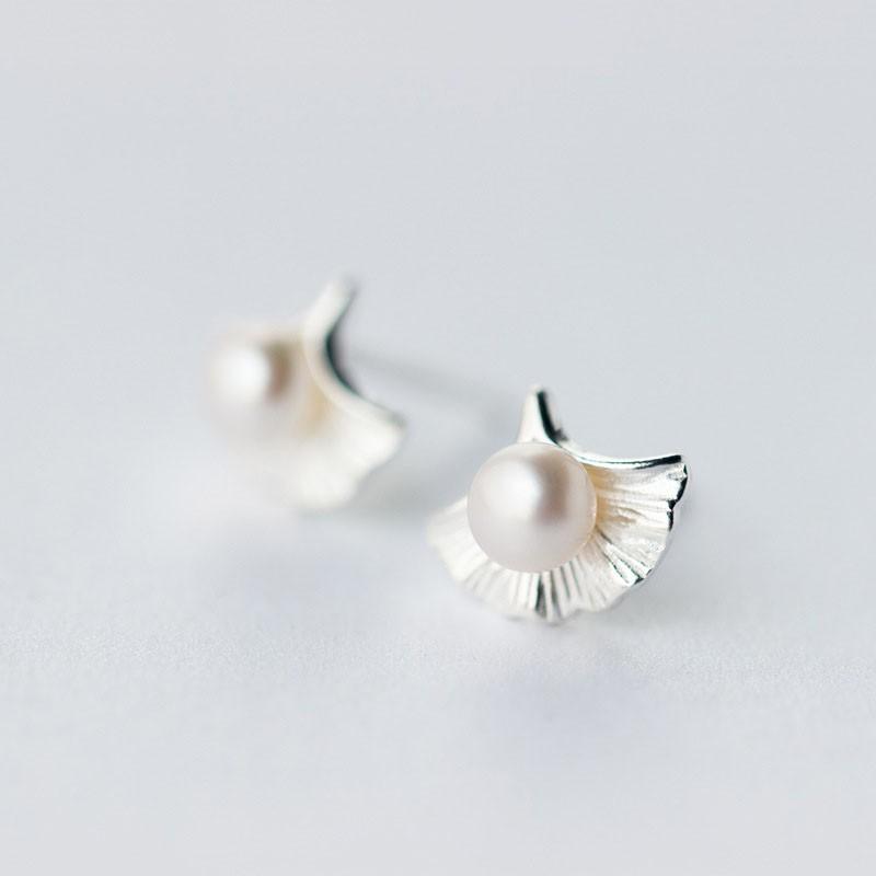 Khuyên tai bạc Ý s925 lá bạc quả gắn ngọc E0919 - AROCH Jewelry