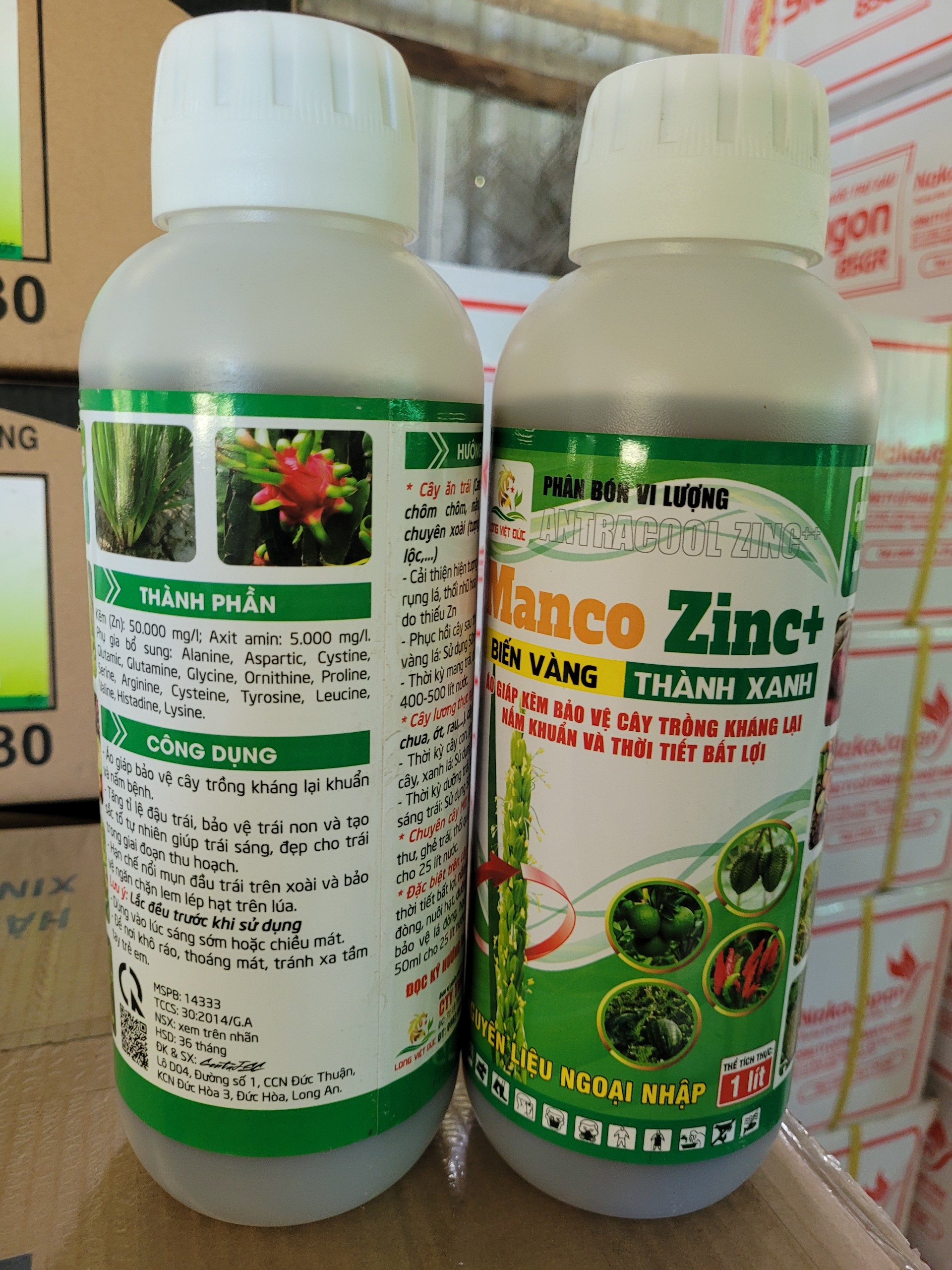 Phân bón lá biến vàng thành xanh MANCO ZINC+ phòng trừ bệnh thiếu kẽm, vàng gân lá, rụng hoa, rụng trái chai 1 lít