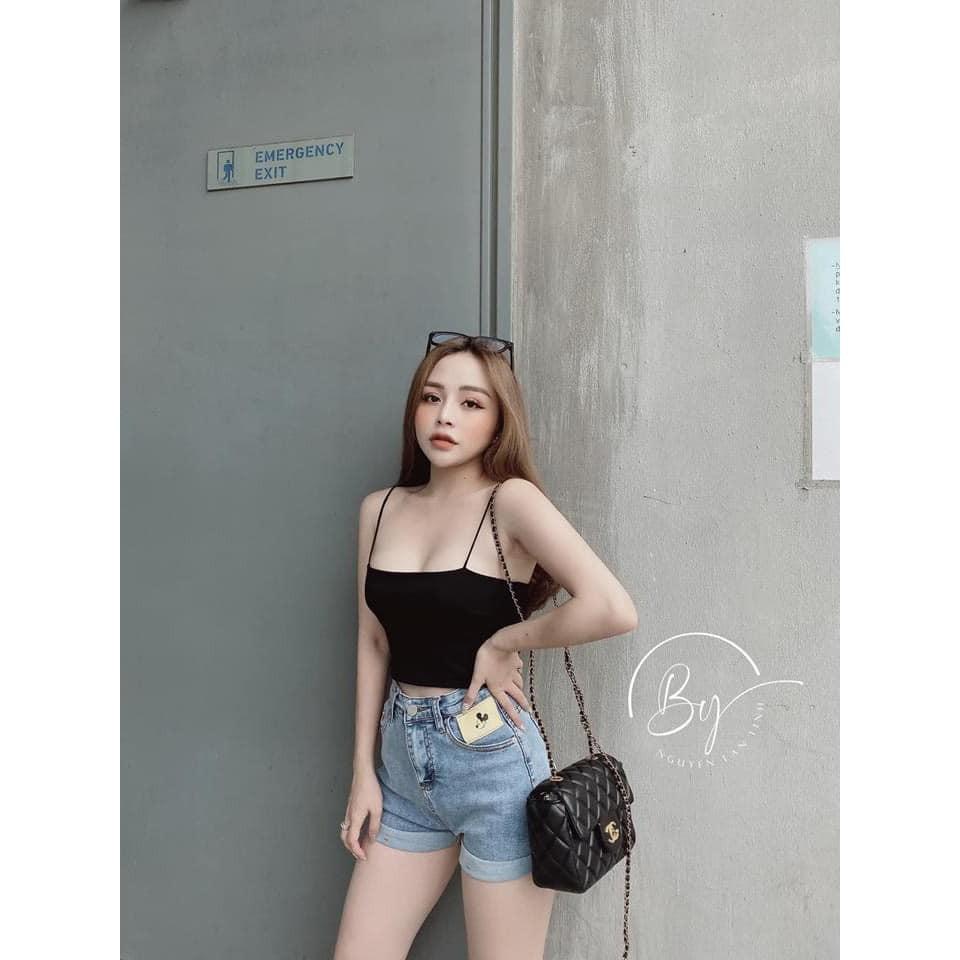 Áo hai dây croptop sợi bún