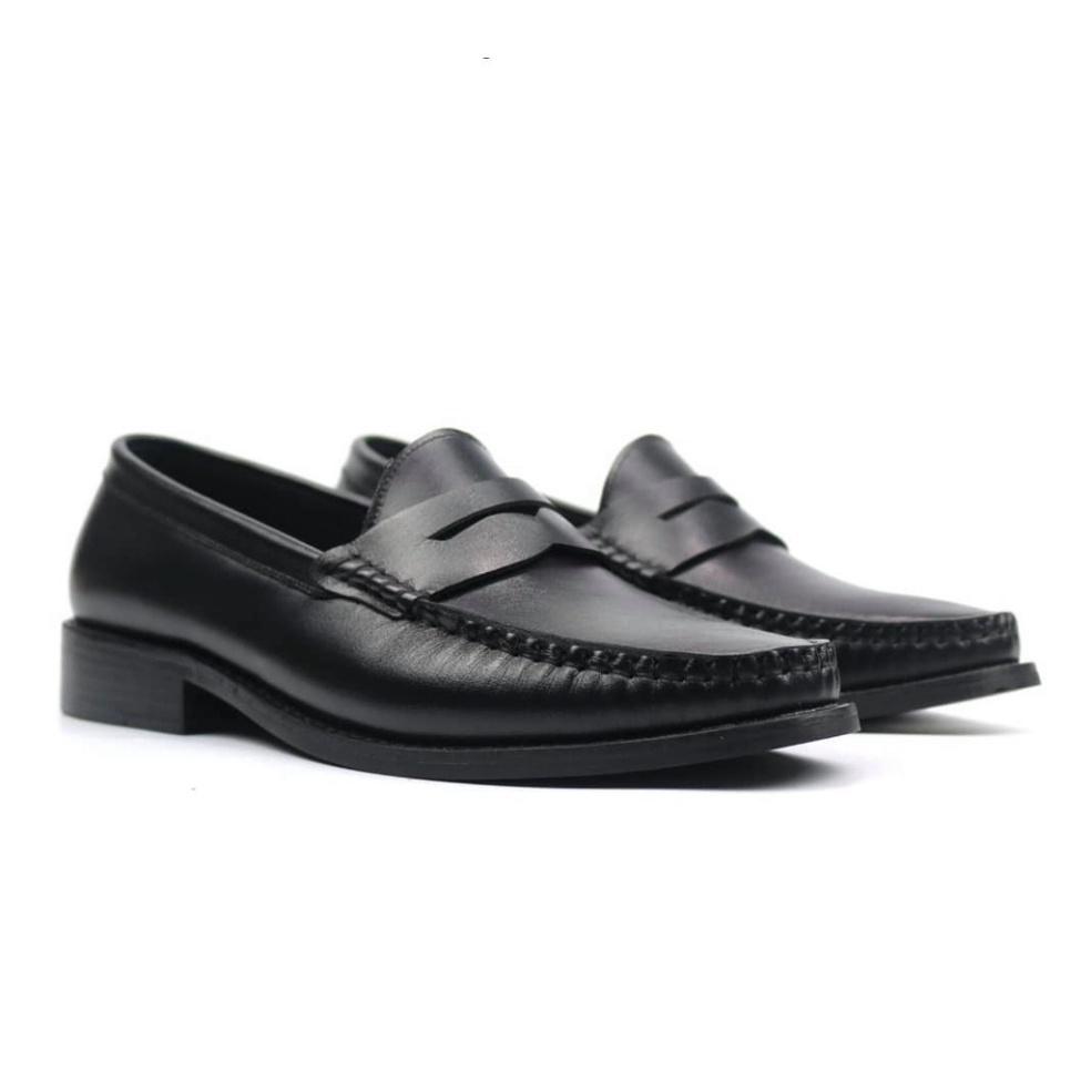 Giày Lười Nam DECEMBER Penny Loafer Black White - LF01