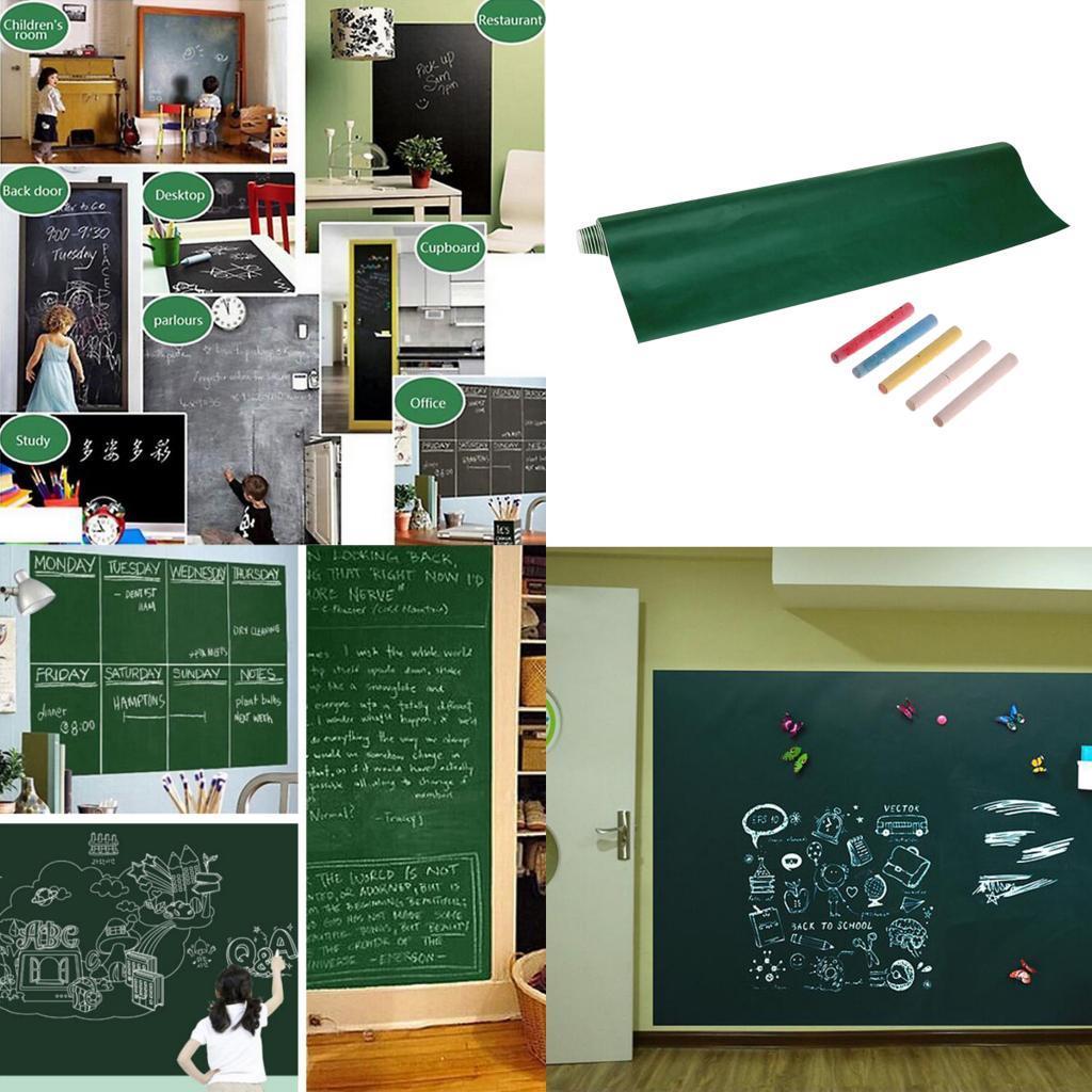 2 Pieces Large Blackboard Paper Roll Wall Decals Stickers Green