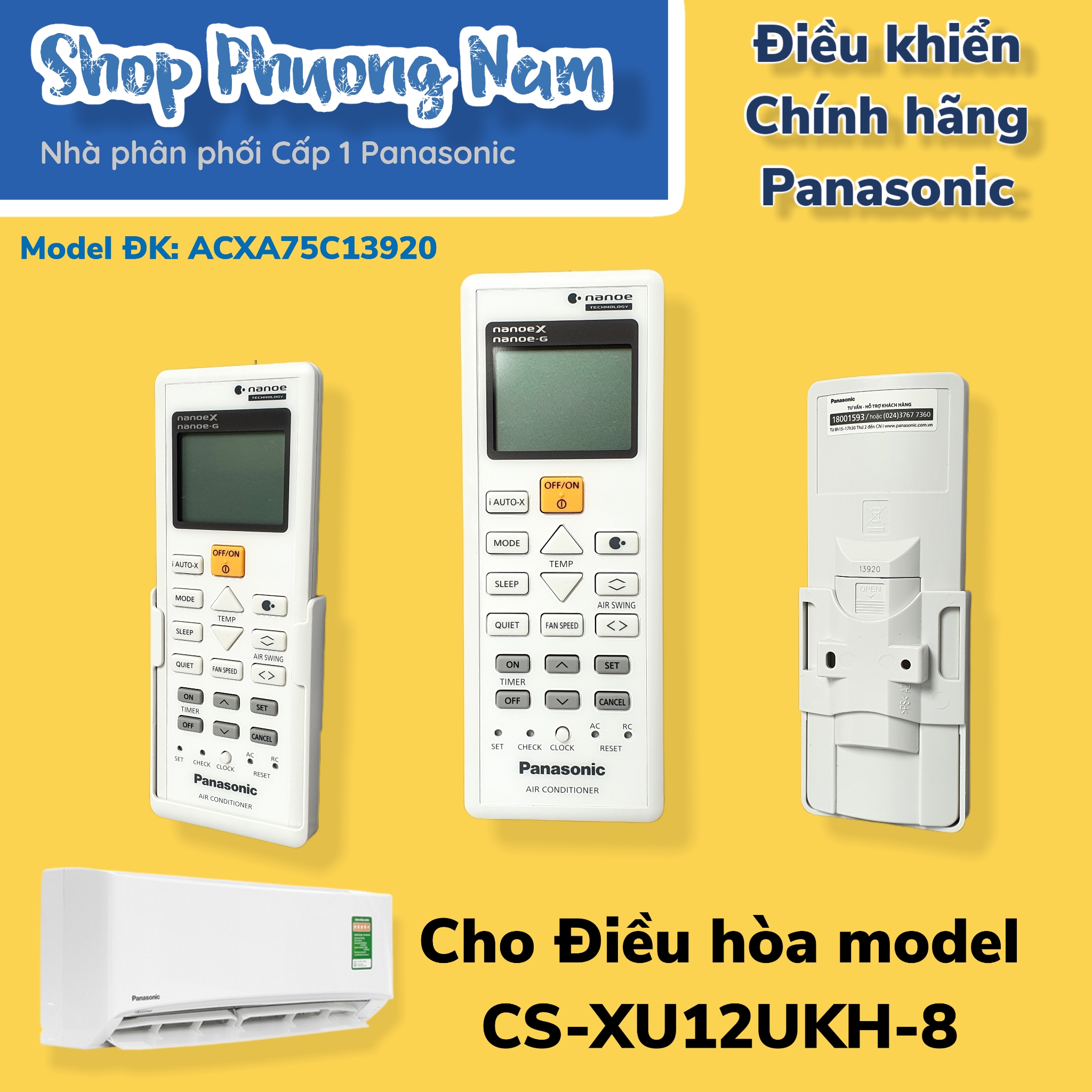 Hình ảnh Điều khiển điều hoà Panasonic Model CS-XU12UKH-8-Hàng chính hãng