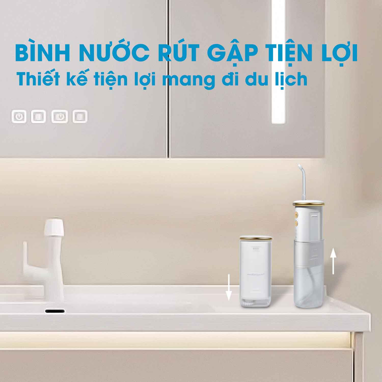 Máy tăm nước du lịch cao cấp WaterPush CY-1000 New Version - Siêu nhỏ gọn - Máy lỗi đổi mới nguyên seal 1 năm tận nhà