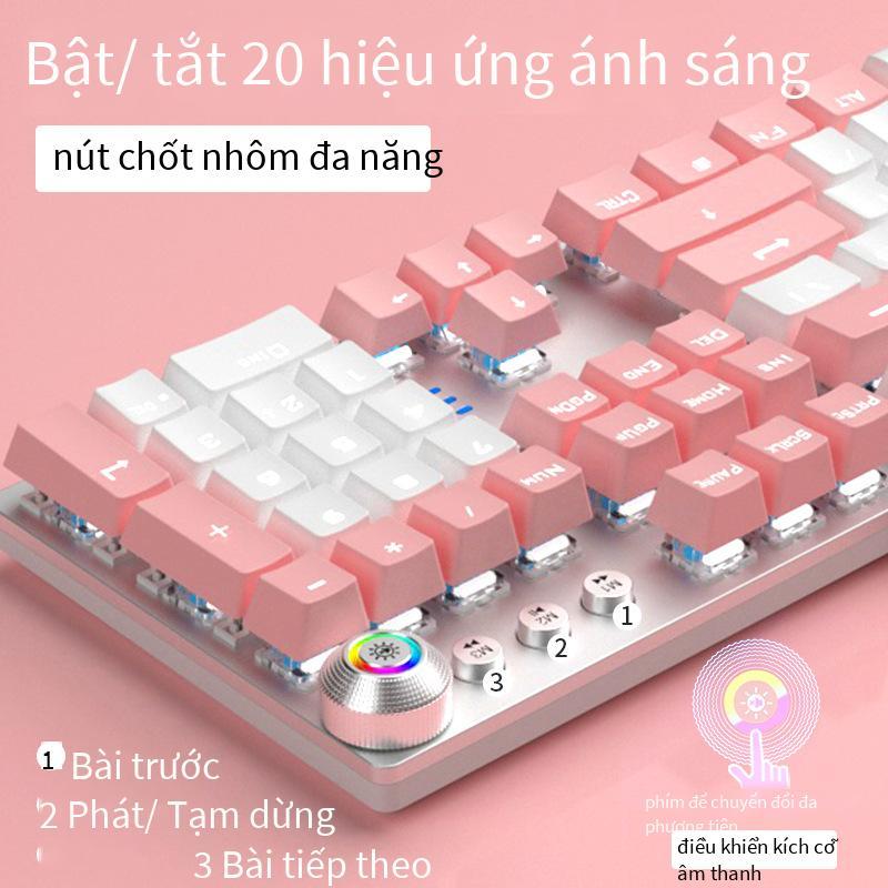 Khuyến mại màu hồng bàn phím cơ chuột tai nghe ba mảnh phù hợp với cô gái không hỗ trợ các trò chơi cạnh tranh có dây không hỗ trợ sử dụng văn phòng