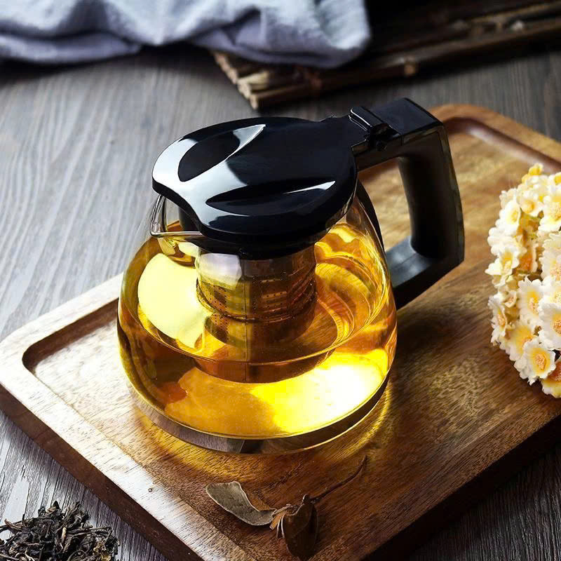 Bộ Bình Trà Thủy Tinh kèm Tách Lưới Lọc Inox 304 Không Gỉ- Tiện Lợi - Chính Hãng