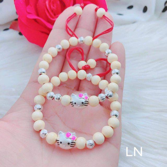 Vòng dâu mèo kitty bạc cho bé