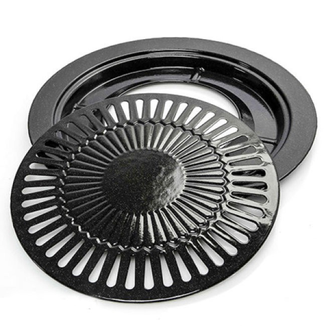 Vỉ nướng tráng men chống dính 30cm Fujishi, Có khay hứng dầu mỡ - Hàng chính hãng