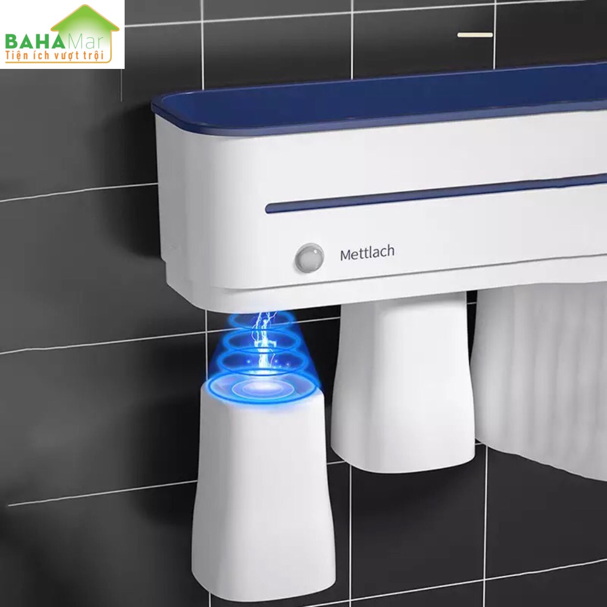 BỘ KỆ THÔNG MINH KHỬ TRÙNG BÀN CHẢI ĐÁNH RĂNG + GIÁ NẶN NHẢ KEM ĐÁNH RĂNG TỰ ĐỘNG "BAHAMAR" thuận tiện, gọn gàng và tiệt trùng tỷ lệ là 99.99% trong vòng 3 phút