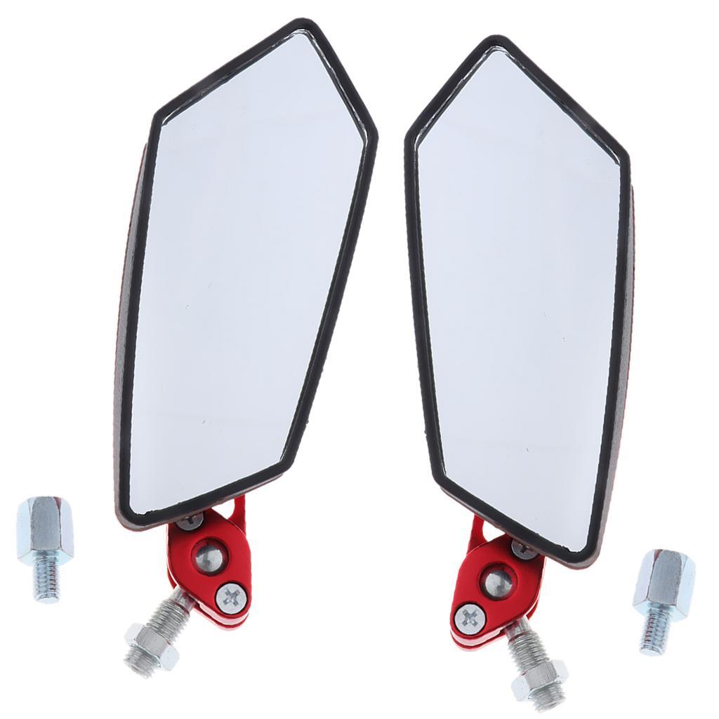 2pcs Universal Motorbike Scooter Moped 8/10mm Rear View Mirror Red for ATV