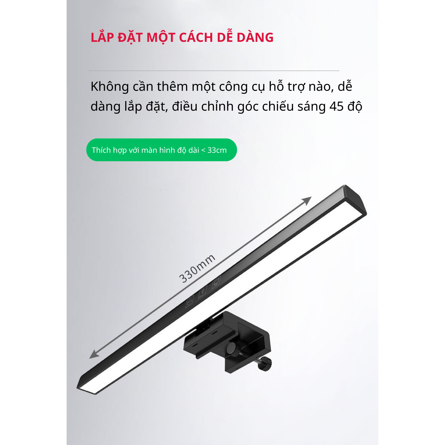 Đèn Treo Màn Hình Máy Tính LED Tăng Giảm Cường Độ Ánh Sáng Chống Mỏi Mắt Và Bảo Vệ Mắt Khỏi Ánh Sáng Xanh - Hàng Chính Hãng Tamayoko