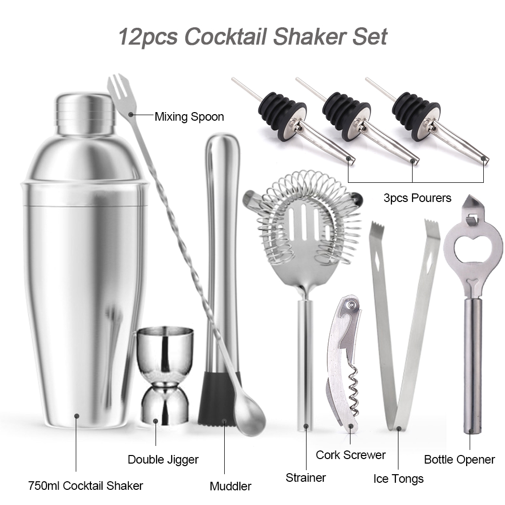 Bộ dụng cụ pha chế cocktail 12 cái 750ml