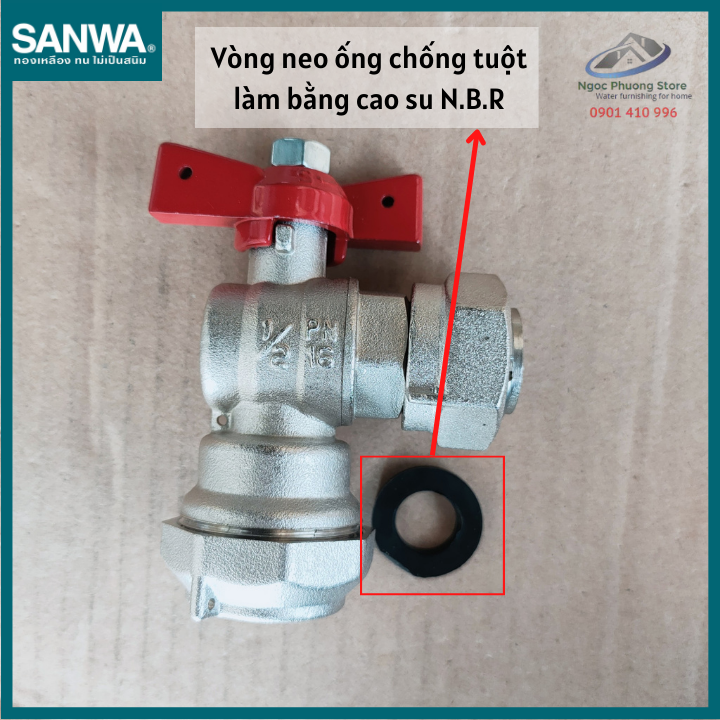 Van góc liên hợp Sanwa nhập khẩu, loại Có Van 1 chiều/không Van 1 chiều ABV 15CJ