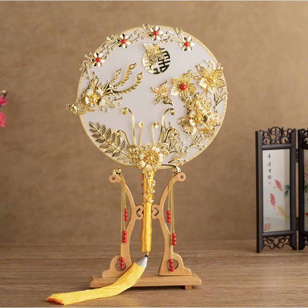 Quạt tròn trang trí chụp hình cổ trang phụ kiện cưới Giang