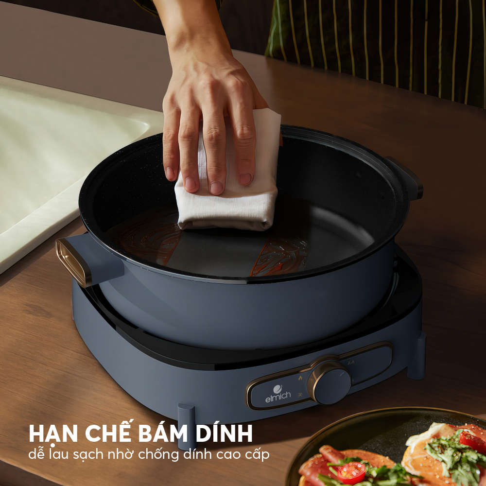 Nồi lẩu nướng cắm điện đa năng dung tích 5.5 lít Elmich - Hàng chính hãng