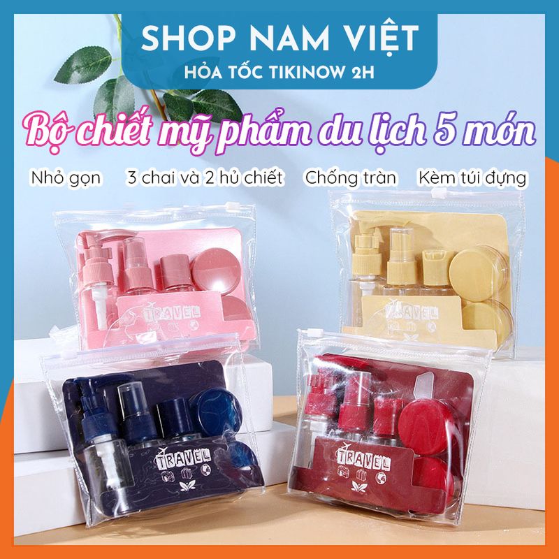 Bộ Chiết Mỹ Phẩm Du Lịch 5 Món Kèm Túi Đựng