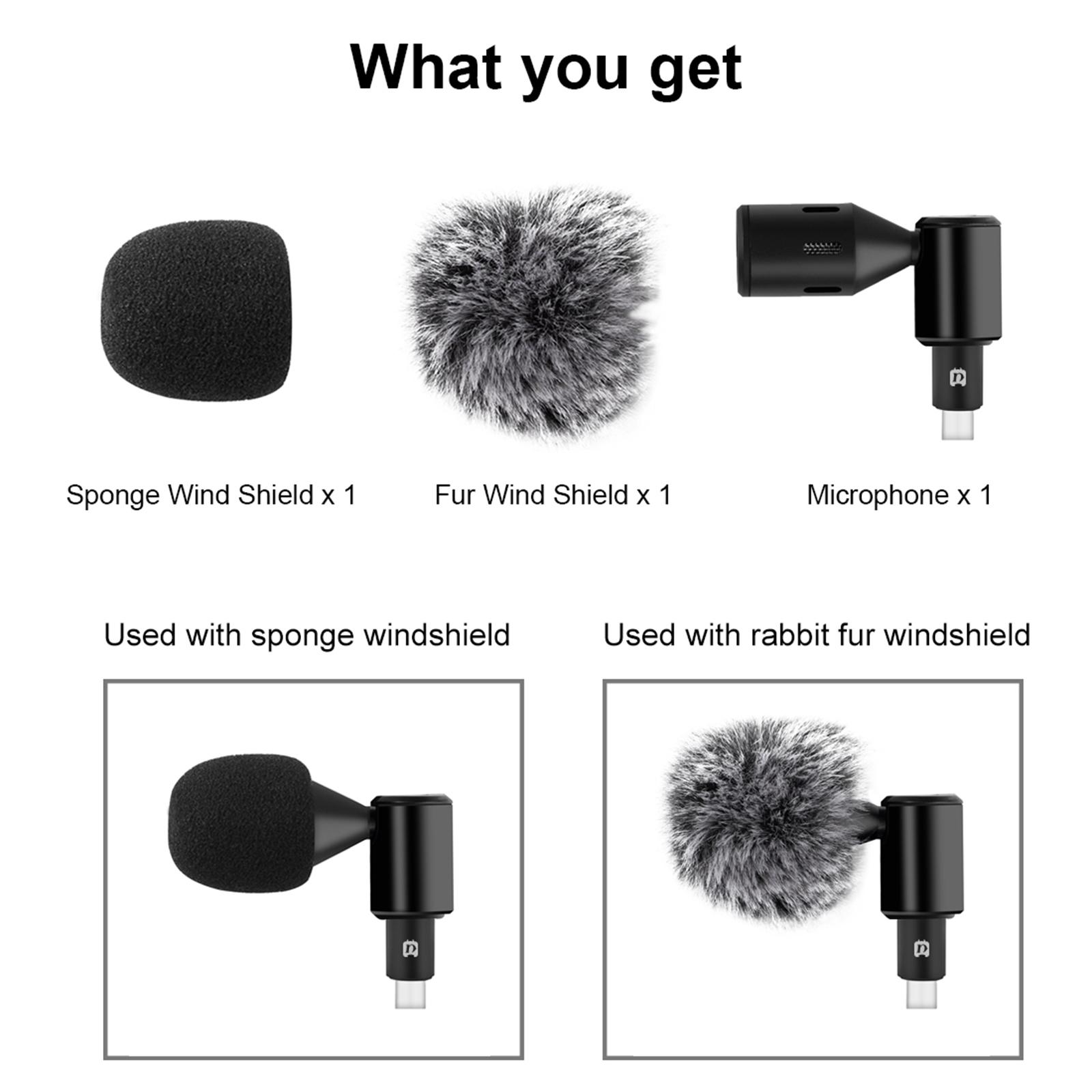 Condenser Microphone Phone Mic Plug and Play for iPhone Black