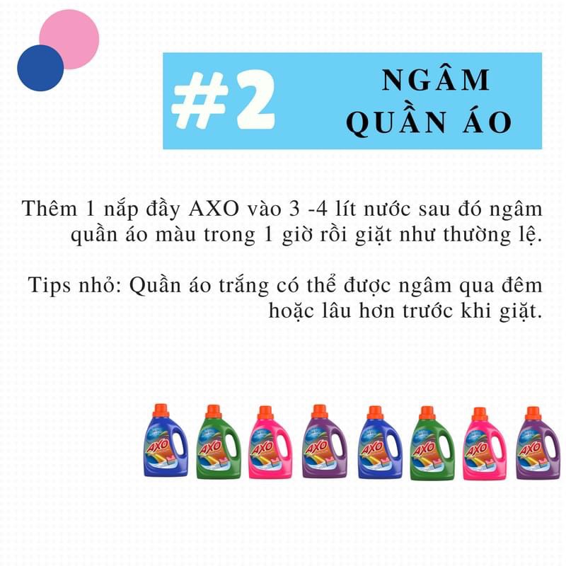 COMBO 3 CHAI TẨY MÀU AXO 800ML - Hương Tươi Mát - Nước tẩy Zonrox 500ml