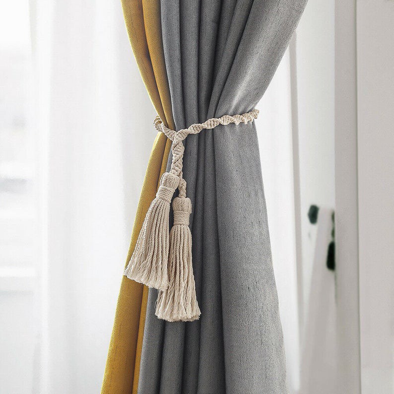 Set 2 dây cột buộc rèm (màn) Handmade dài 100cm , màu tự nhiên. BR003