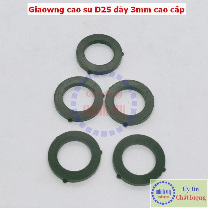 Combo 5 cái - Gioăng đệm cao su đen D25 dày 3mm - ron đệm cao su