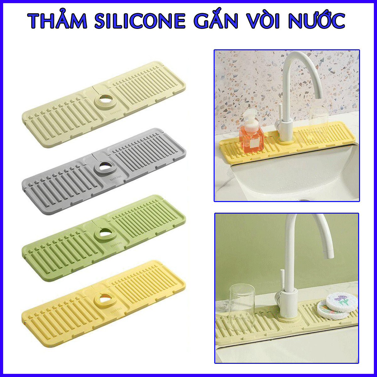 Thảm Silicone Gắn Vòi Nước Bồn Rửa Chén Chống Văng Nước