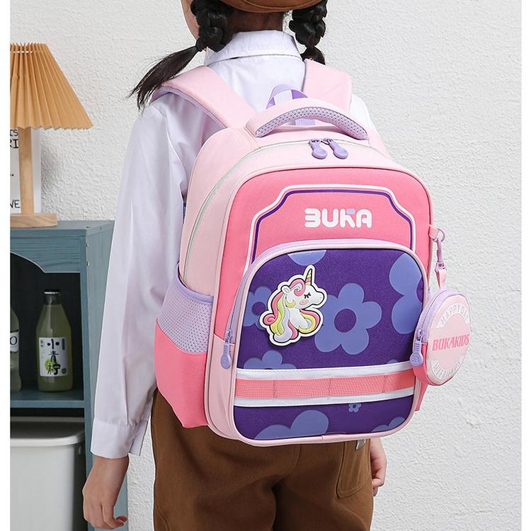 Balo cho bé đi học mẫu giáo lớp 1 2 vải oxford cao cấp kèm hộp bút màu pastel dễ thương 3027