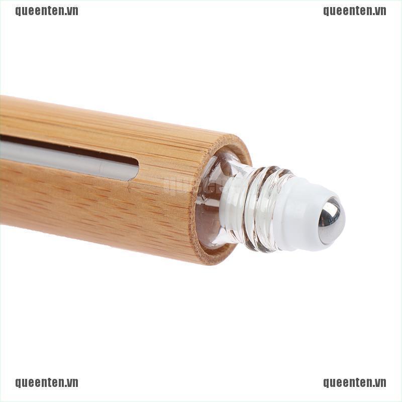 10ml Bamboo Refillable Empty Essential Roller Oil Ball Bottle Perfume Fragrance QUVN
