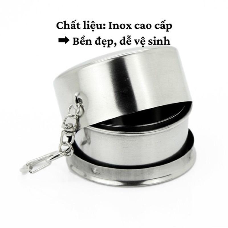 Cốc Uống Nước Mini Gấp Gọn Inox Đa Năng Cao Cấp Bỏ Túi Du Lịch Có Móc Treo Tiện Dụng-RSS