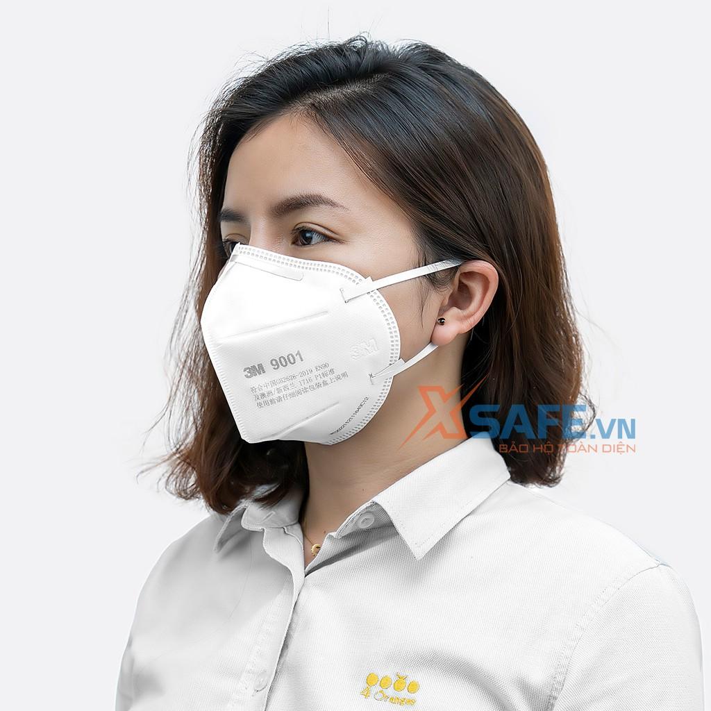 Khẩu trang chống bụi mịn 3M 9001 khẩu trang lọc bụi PM2.5 cơ chế lọc vải không dệt cùng màng lọc tĩnh điện