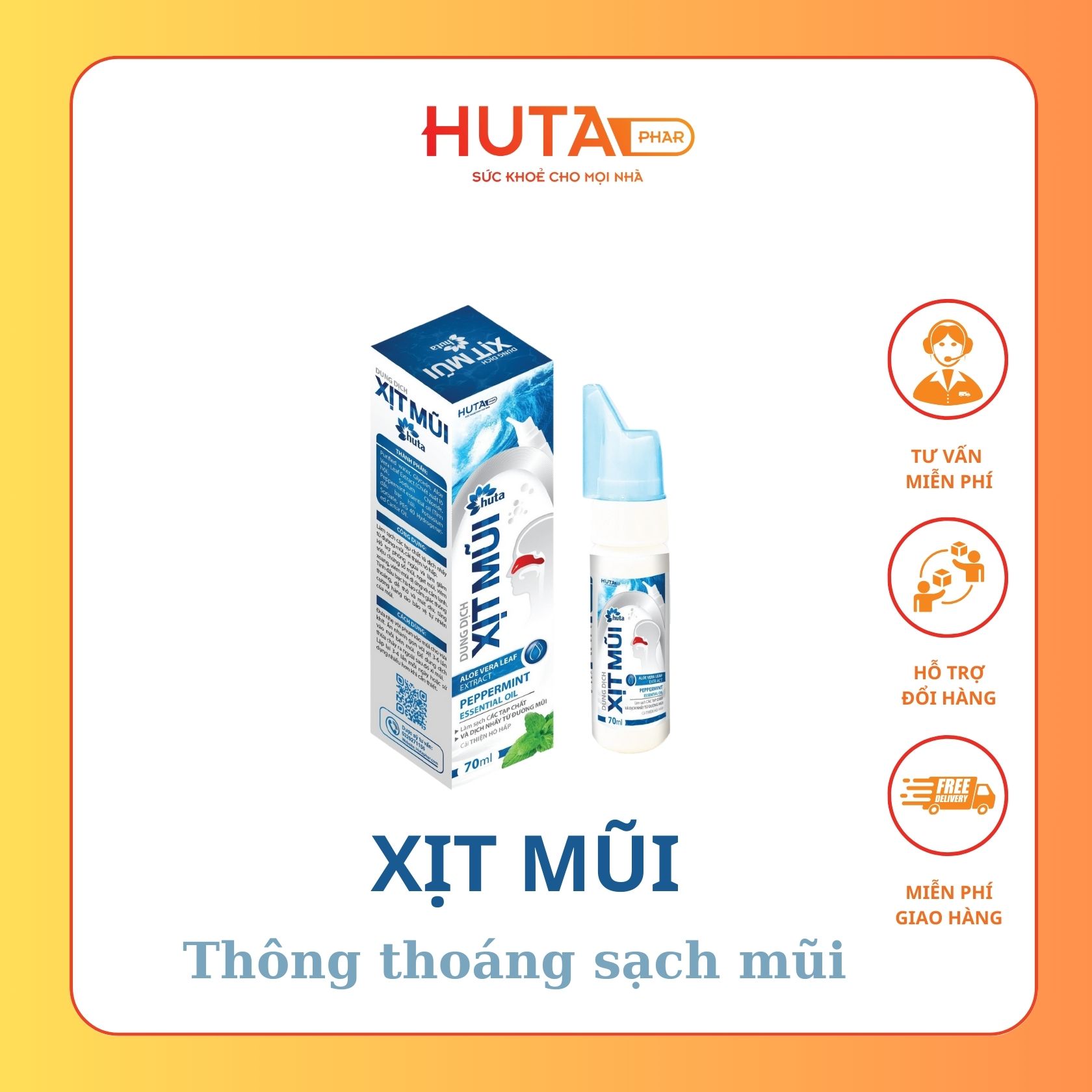 Xịt mũi - làm sạch các tạp chất và dịch nhầy từ đường mũi giúp cải thiện đường hô hấp