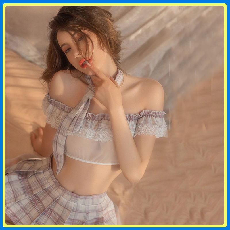 Đồ ngủ cosplay hóa trang học sinh sexy P83 - Đầm ngủ cosplay kèm chân váy gợi cảm - Đồ ngủ nữ sexy