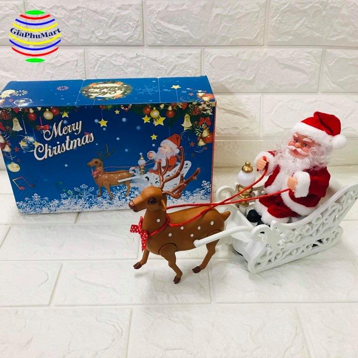 Ông già noel cưỡi cỗ xe tuần lộc chạy pin trang trí Giáng sinh làm quà tặng cho bé chơi Noel