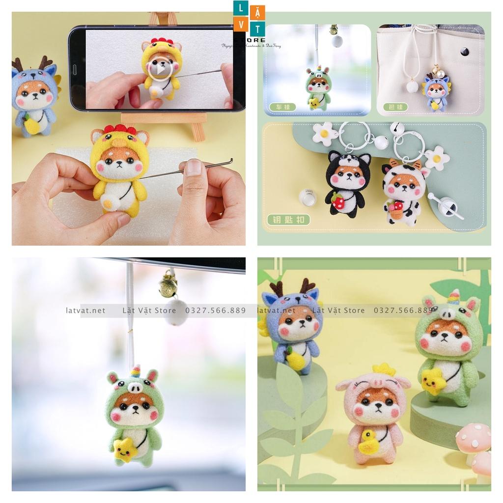 Bộ len chọc Tân Binh Shiba 12 con giáp, có hướng dẫn, quà tặng handmade ý nghĩa - Needle felting
