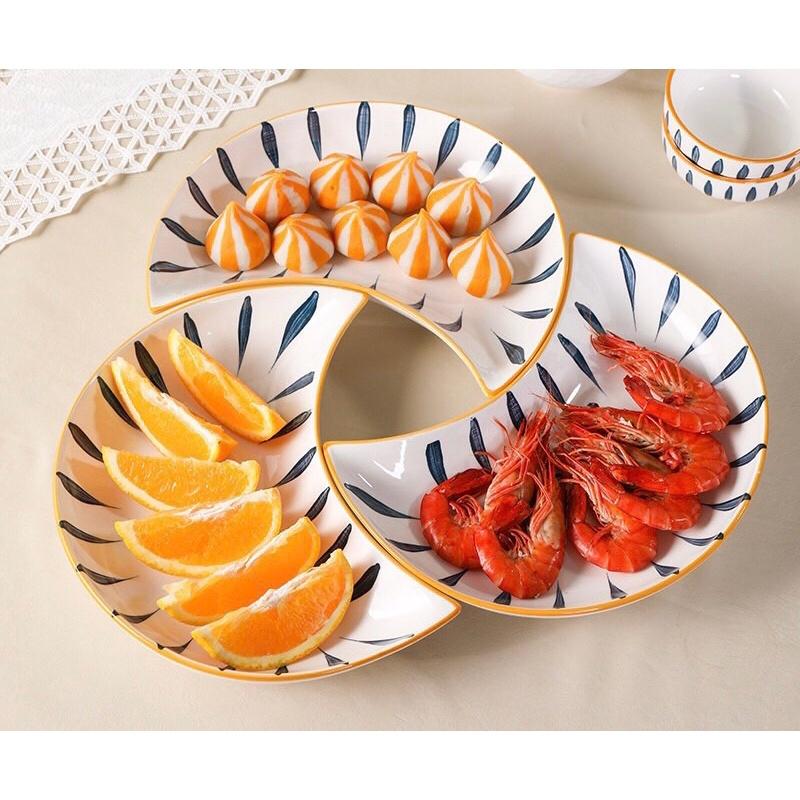 Set Đĩa Hoa Mặt Trời 5 Đĩa Hàng Sứ Cao Cấp