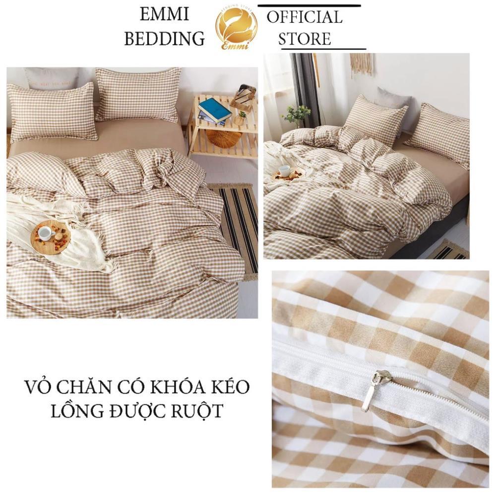 Chăn ga gối chất liệu cotton poly họa tiết kẻ caro đáng yêu đủ size miễn phí bo chun
