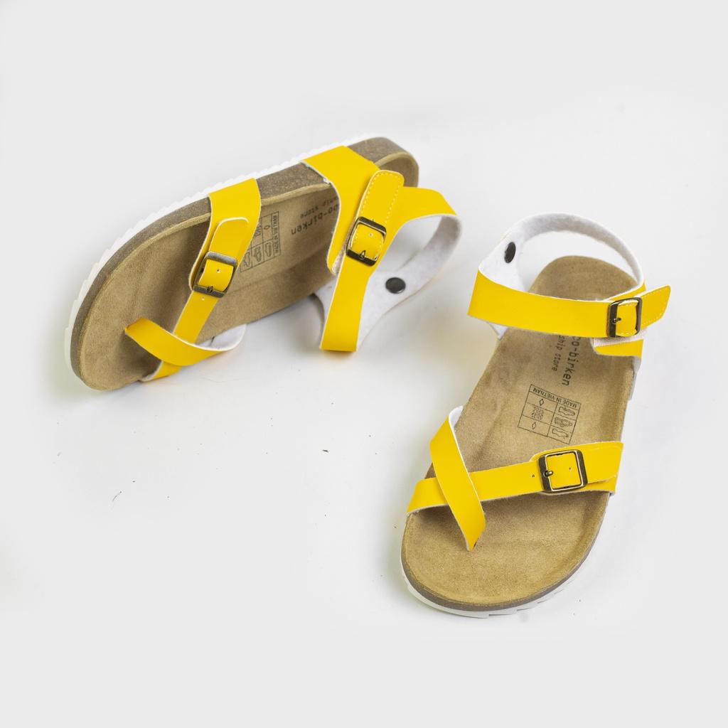 Dép đế trấu birken nam nữ unisex 2 khóa quai sandal xỏ ngón da tổng hợp size 35 - 43 chính hãng Hishoo V099