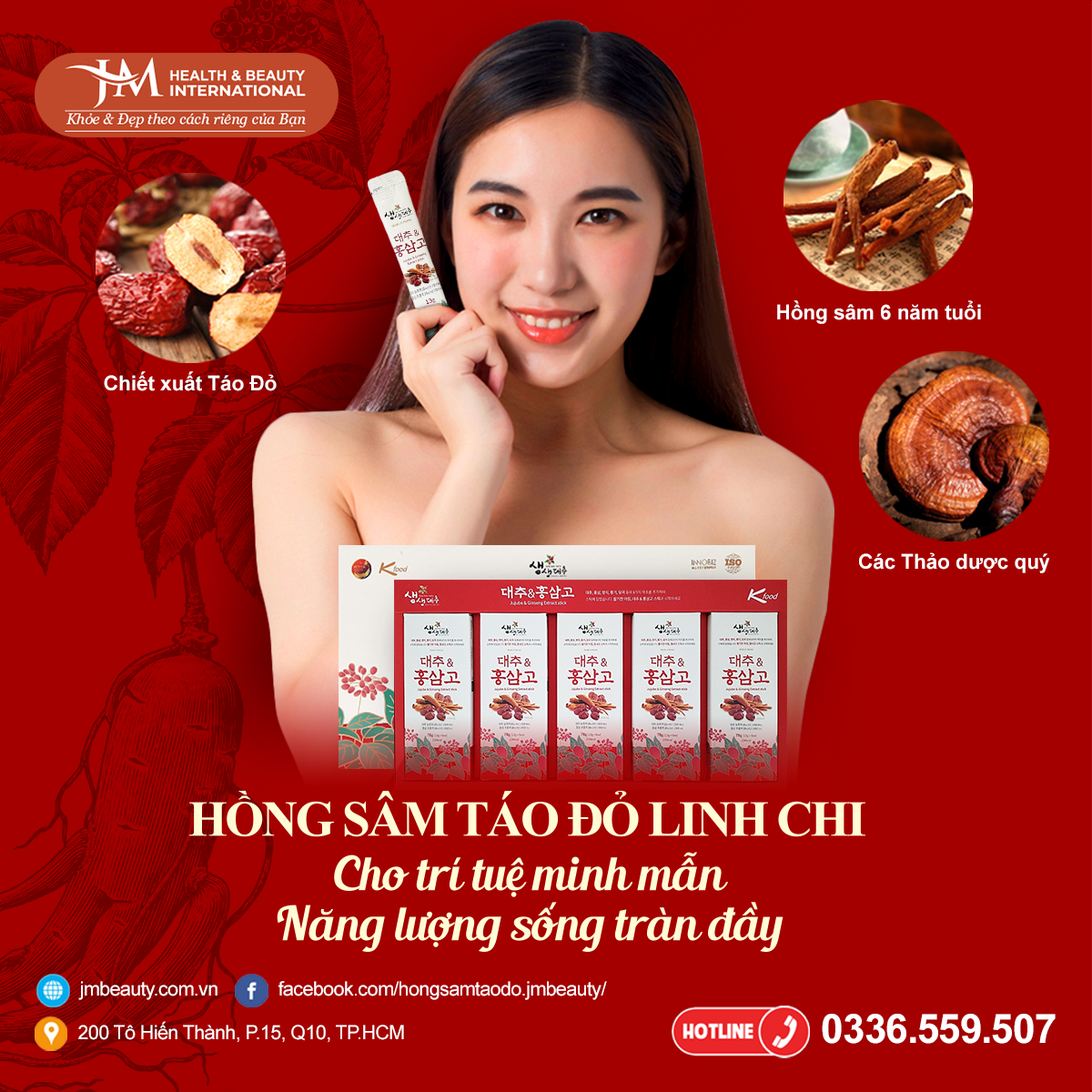 Hồng sâm táo đỏ linh chi Sangsang Jujube