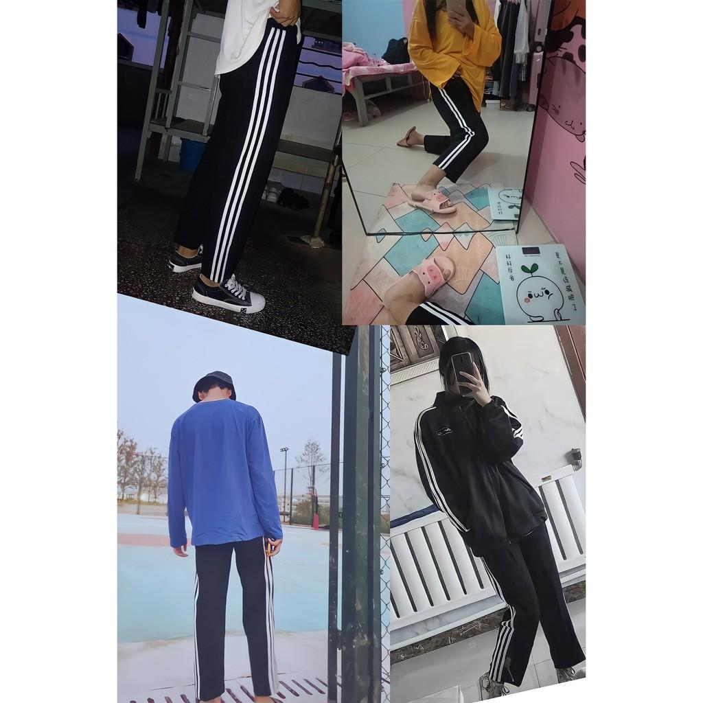 Quần suông ống rộng nam nữ 3 sọc vải thun cotton 4 chiều quần thể thao basic pant ulzzang unisex FFSTORE