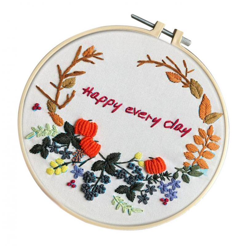 Full Range of Embroidery Starter Kit with 20cm Embroidery Hoop Style A