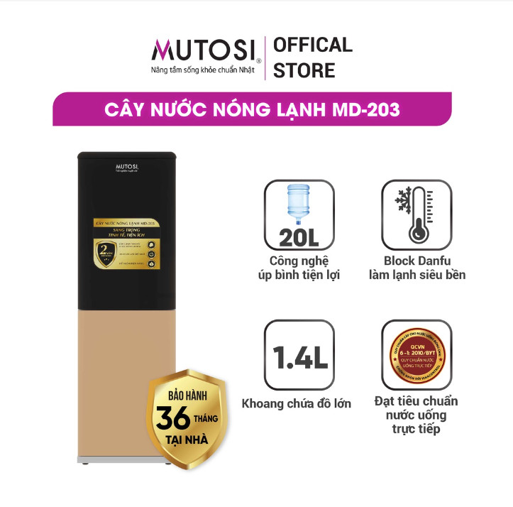 Cây nước nóng lạnh úp bình Mutosi MD-203, Hàng chính hãng 