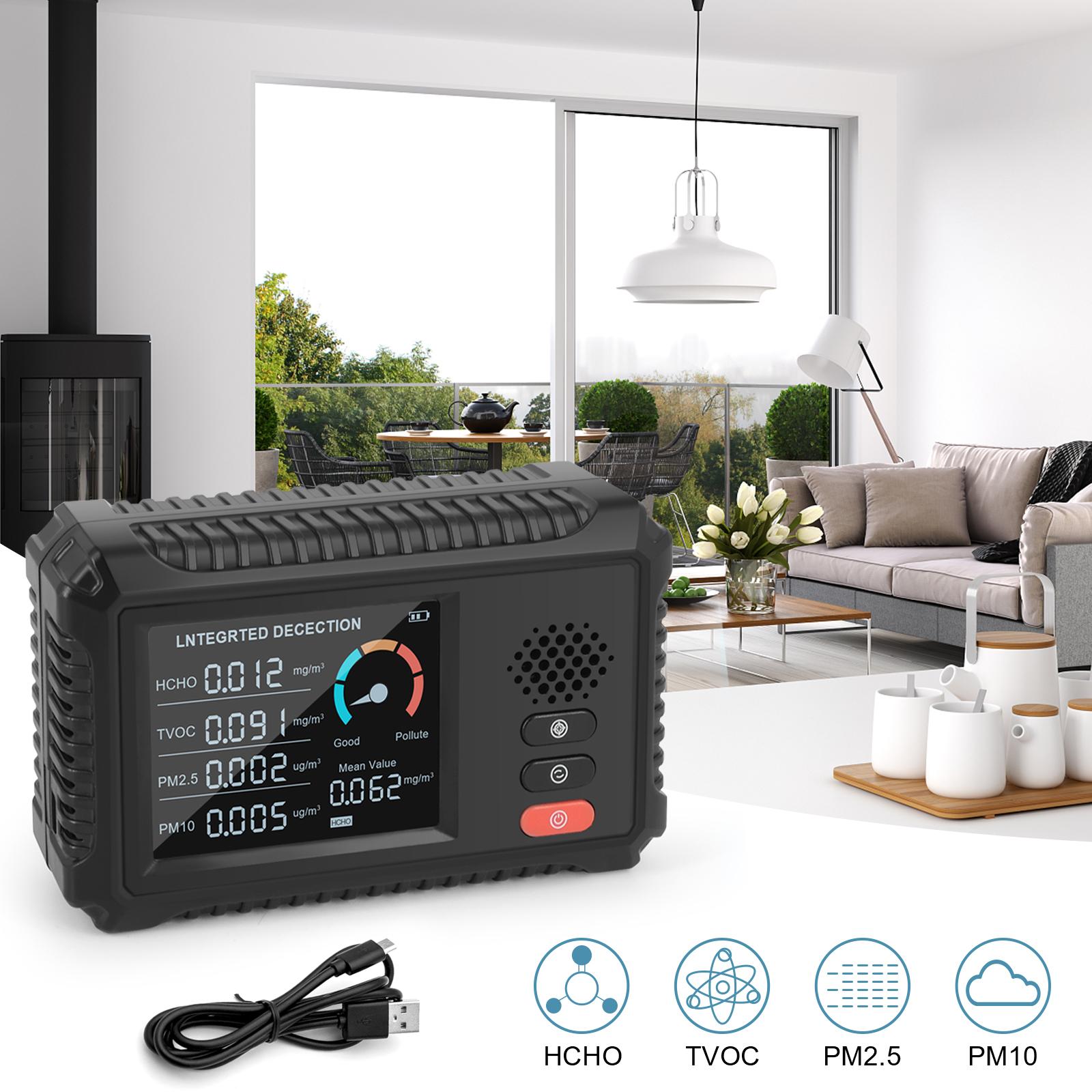 Air Quality Monitor Formaldehyde Detector TVOC PM2.5/PM10 Tester Air Gas Detector Real Time Data Monitoring