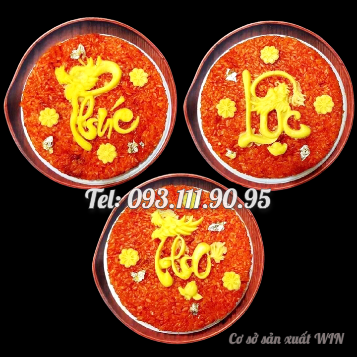 Bộ 3 khuôn silicon ép xôi, làm rau câu, socola, làm bánh Phúc Lộc Thọ loại 13 cm - Mã số 1233