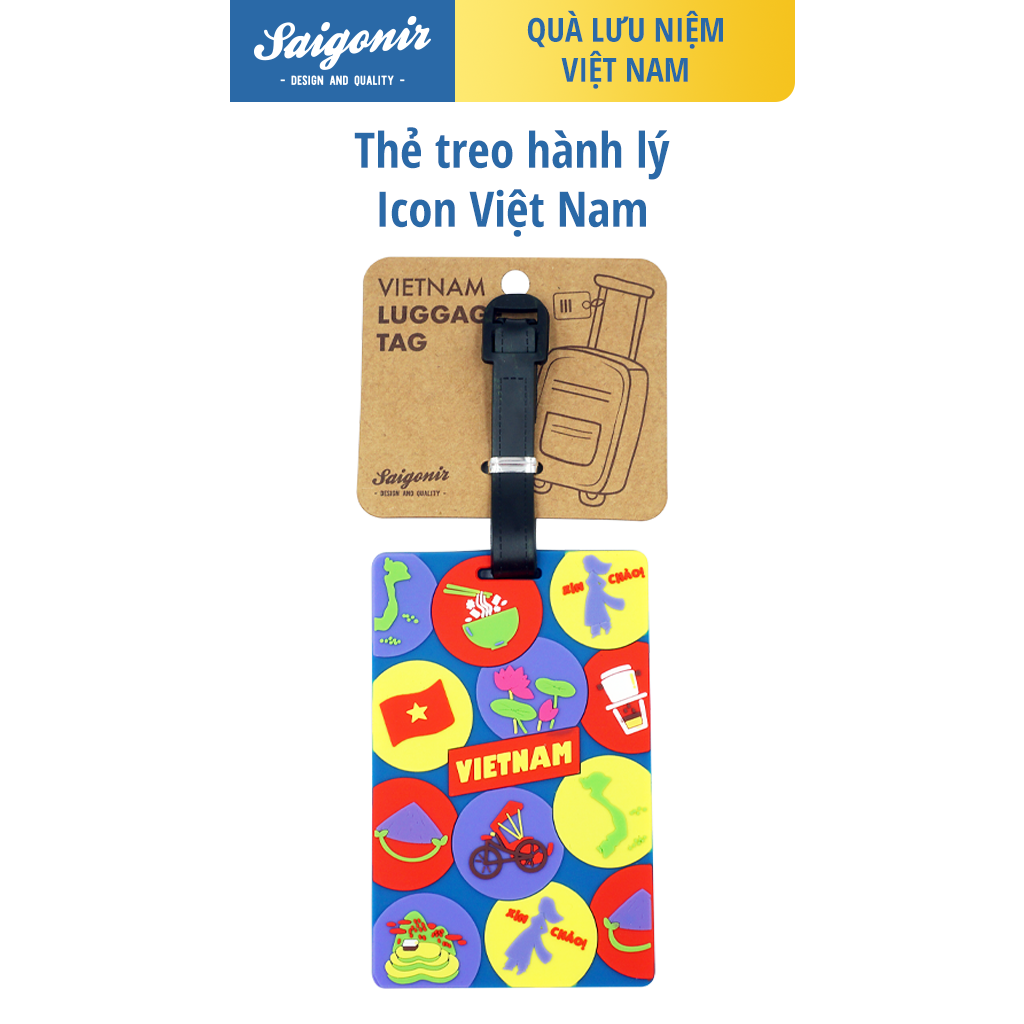 Thẻ Treo Vali Thẻ Treo Hành Lý Luggage Tag Saigonir Hình Ảnh Các Biểu Tượng Việt Nam Chất Liệu Nhựa Dẻo PVC Kích Thước 6.8*10.5cm Phù Hợp Làm Quà Lưu Niệm Cho Người Nước Ngoài