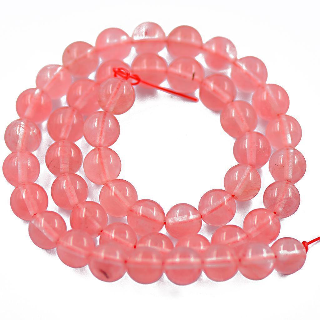 8mm Red Watermelon Cherry Quartz Round Gemstone Loose Beads Strand 15 Inch