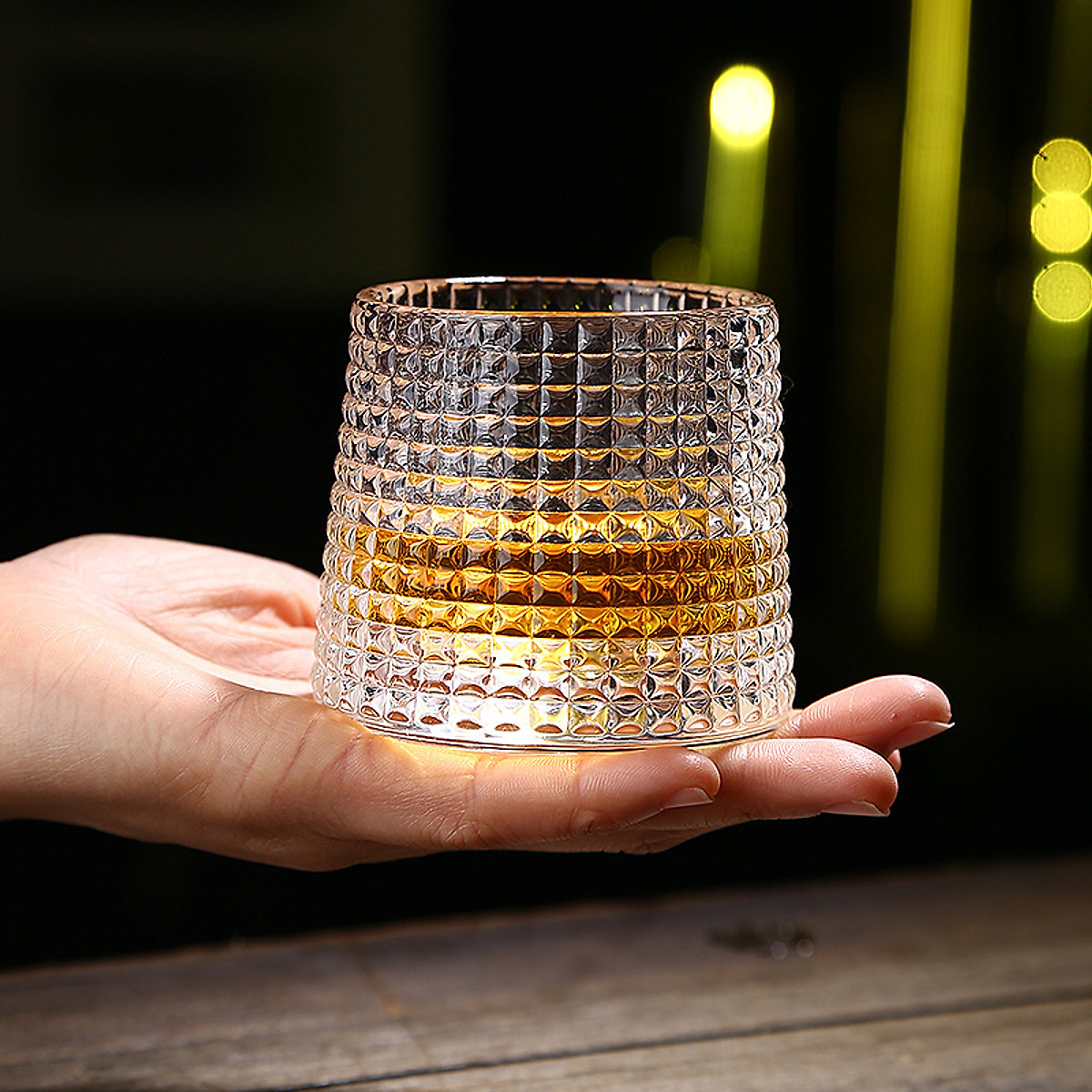 Ly rock thủy tinh pha lê đế xoay 360 độ, cốc uống whisky rượu tây 160ml wine glass